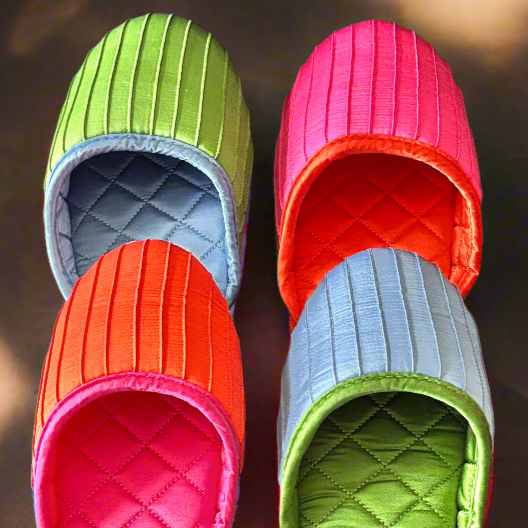 Kumi Køøbuu French Pleat Silk Slippers