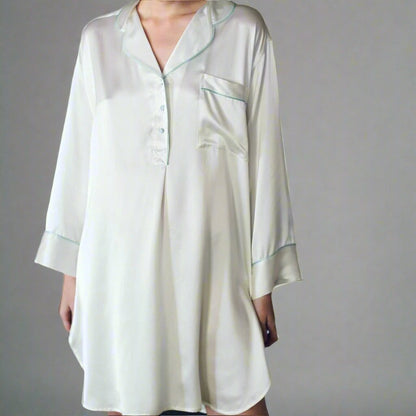 Ashley Silk Nightshirt with Contrast Trim