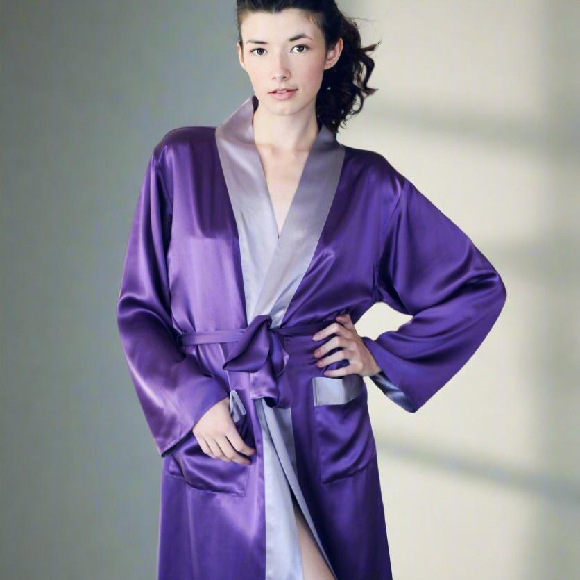 Kumi Long Reversible Silk Robe